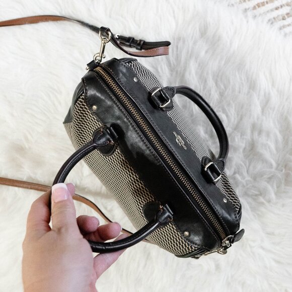 Coach F57242 Legacy Mini Bennett Checkered Satchel Bag Leather Gold Hardware - Picture 7 of 15